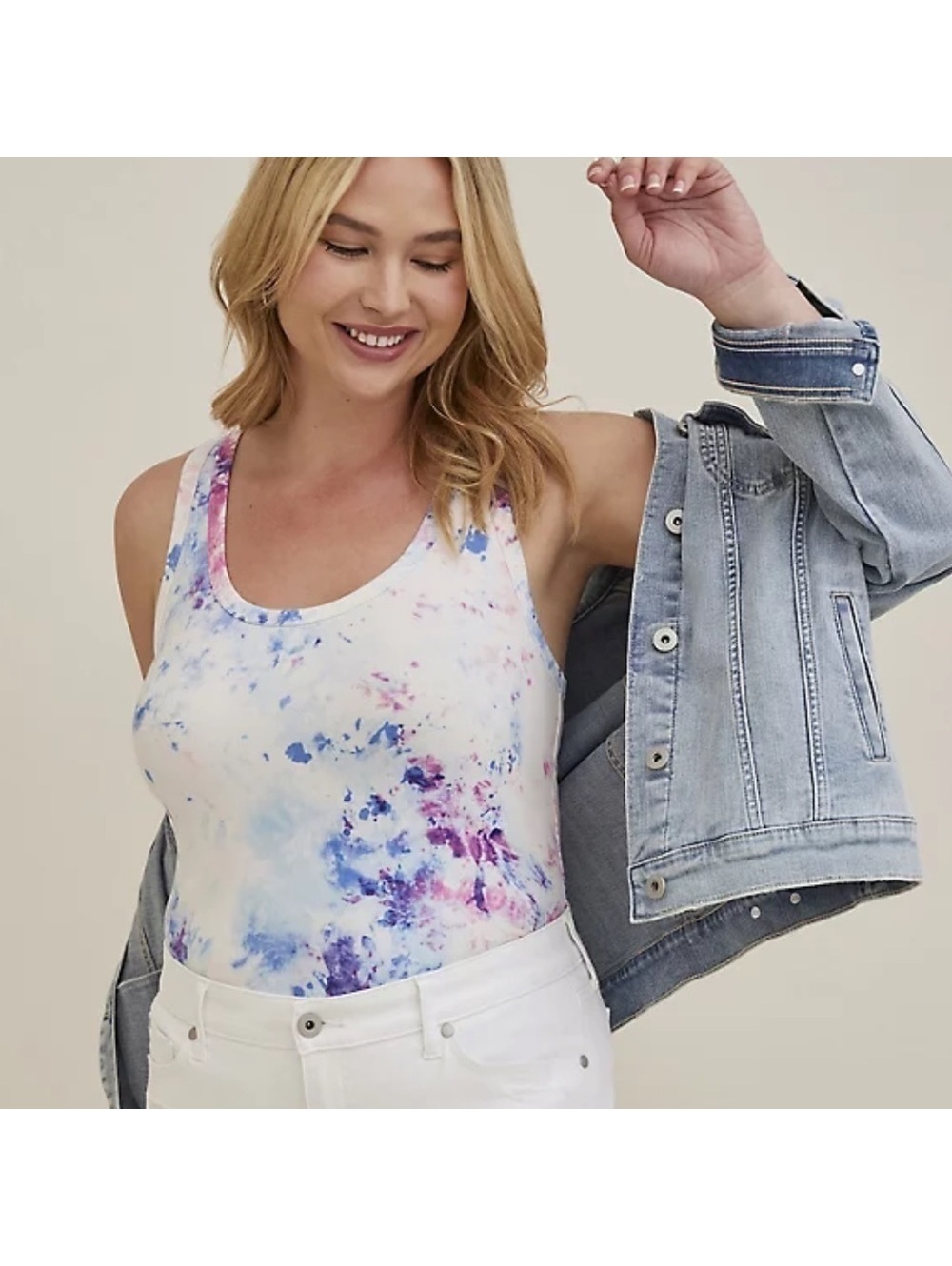 Torrid Foxy Scoop Neck Racerback Tie Dye Tank Top Size 0 NEW